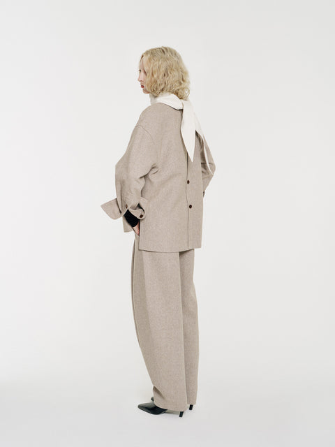August Structured Wool Trousers Beige (Pre-Order)