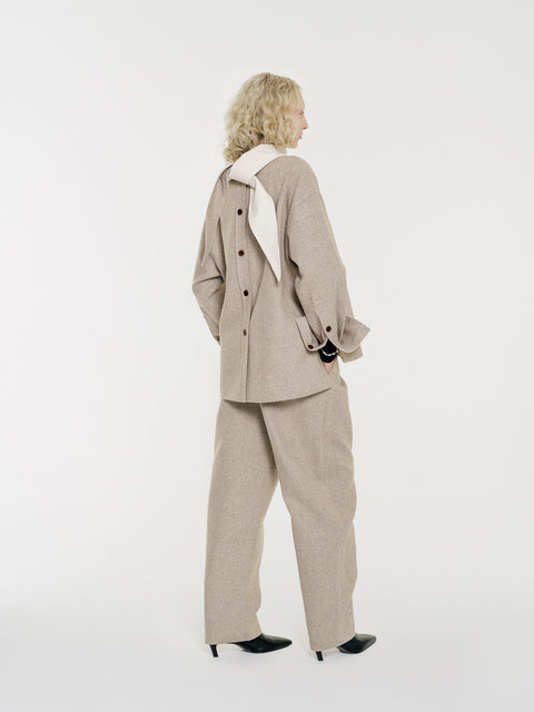 August Structured Wool Trousers Beige (Pre-Order)