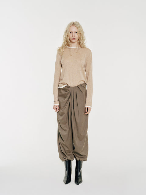 Sora Two tone Wool Blend Knit Top Oatmeal