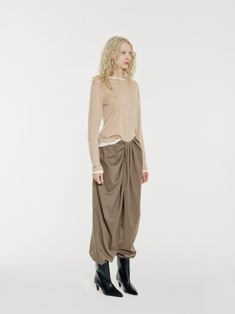 Sora Two tone Wool Blend Knit Top Oatmeal
