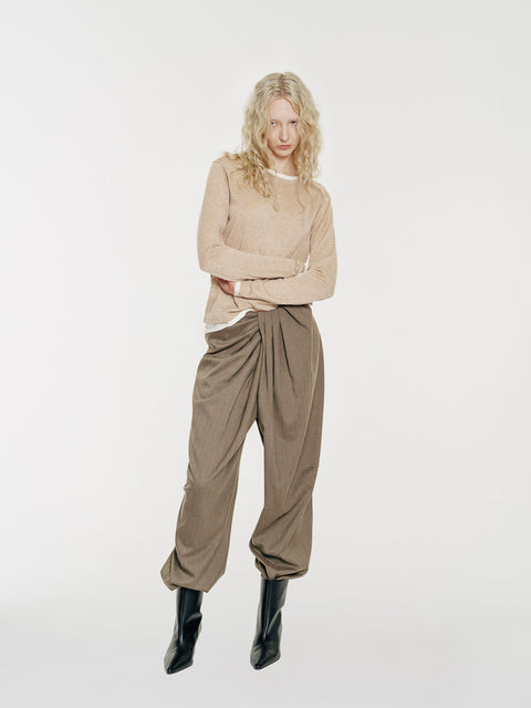 Sora Two tone Wool Blend Knit Top Oatmeal