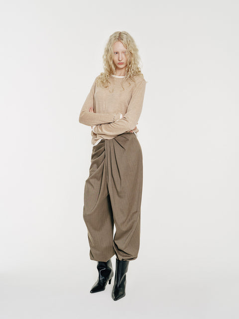 Sora Two tone Wool Blend Knit Top Oatmeal