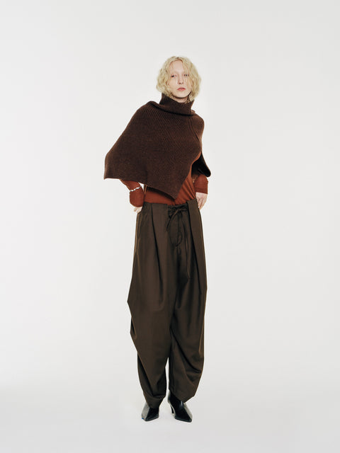 Tate Wool-Blended Barrel Pleated Pants
