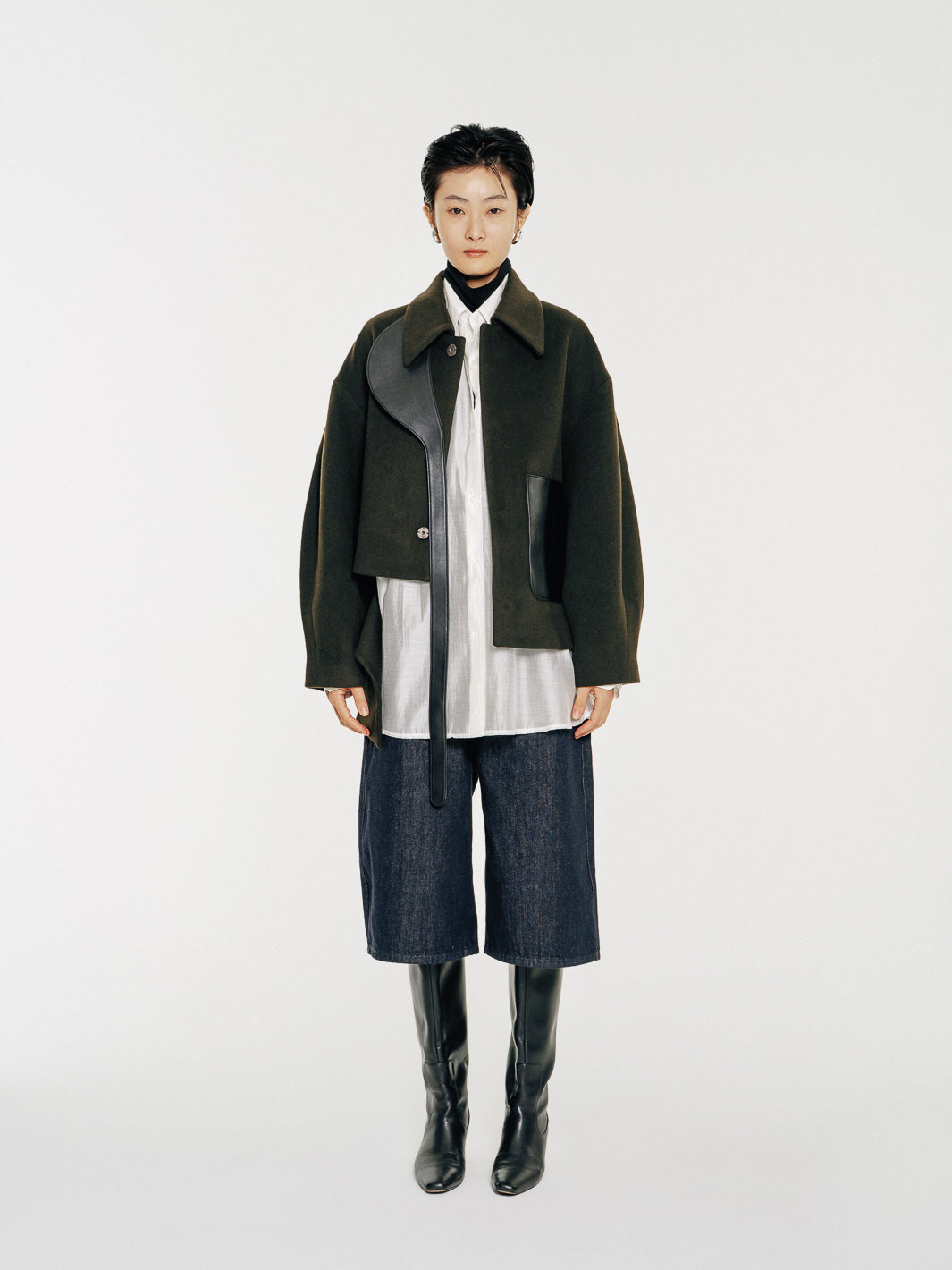 GV Vegan Leather Detailed Jacket Noir Olive – Mute by JL