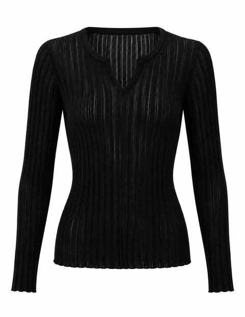 Semi-Sheer Ladder Stitch Sweater Black