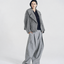 Brushed Wool-Cashmere Peacoat Gray