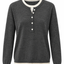 Nora Two Tone Henley Knit Sweater Gray