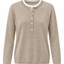 Nora Two Tone Henley Knit Sweater Oatmeal
