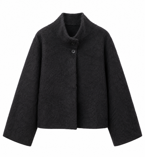Brushed Wool-Cashmere Jacket Charcoal