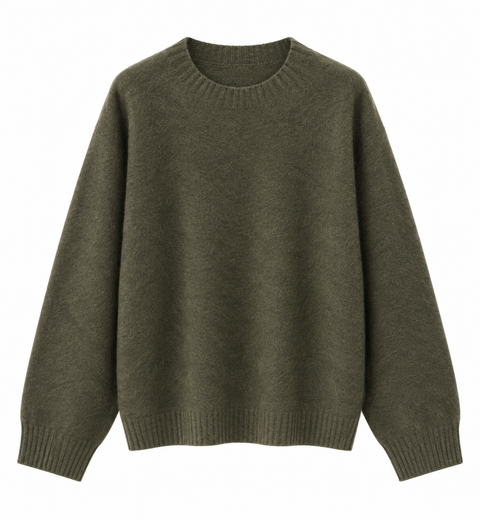 Blake Brushed Wool-Cashmere Sweater Olive