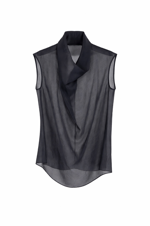 LT26048 Sheering Drape Front Top