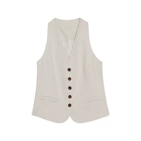 LT26033 Tailored Button Vest White