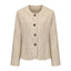 CZ25008 Beige Textured Classic Box Jacket