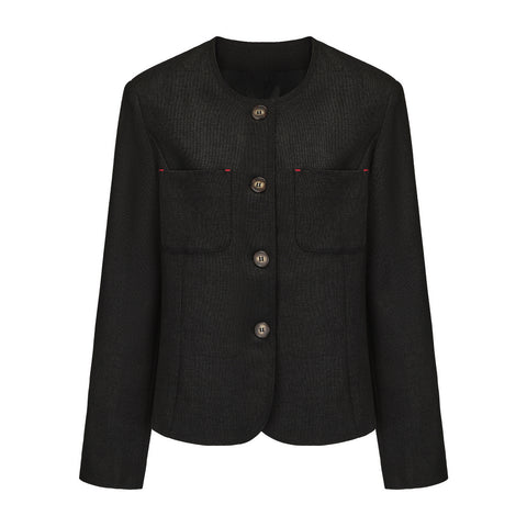 CZ25007 Black Textured Classic Box Jacket