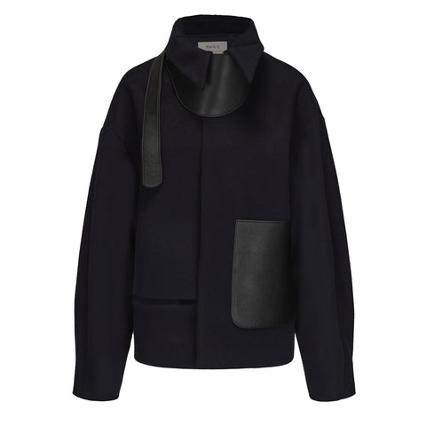 GV Vegan Leather Detailed Jacket Noir Navy