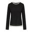 Sora Two tone Wool Blend Knit Top Black