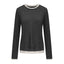 Sora Two tone Wool Blend Knit Top Gray