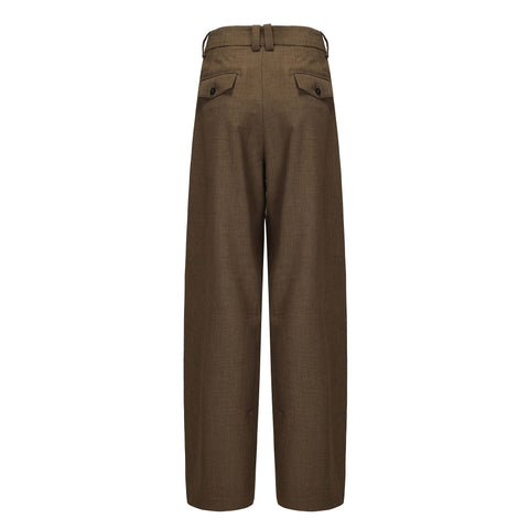 CZ25041 Olive-Brown Wide-Leg Tailored Pants