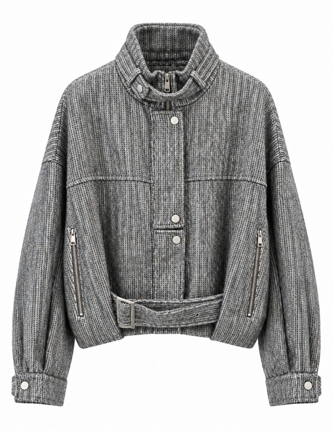 Mohair-Wool Blend Tweed Jacket Gray