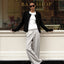 CZ25040 Gray Wide-Leg Tailored Pants