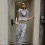 CZ25040 Gray Wide-Leg Tailored Pants