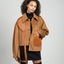 GV-cut Vegan Leather Detailed Jacket Tan